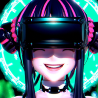 vtuber Female cyberpunk face wearing VR headsets| (character emotion smiling)| 4k| highly detailed| | snthwve style