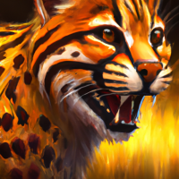 an oil painting of gloppa with the pattern of tigers fur, tiger stripes, domestic caracal, cat, strong, dramatic impactful colors, by artgerm, hd, hdr, ue 5, ue 6, unreal engine 5, cinematic 4 k wallpaper, 8 k, ultra detailed, gta 5 cover art, high resolution, artstation, award winning
